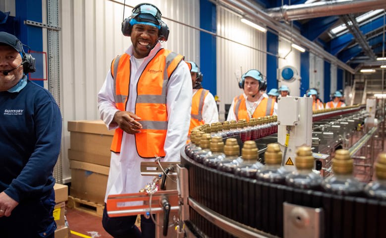 Two-Time Heavyweight Champion Anthony Joshua visits Suntory Beverage and Food GB&I’s factory in Coleford